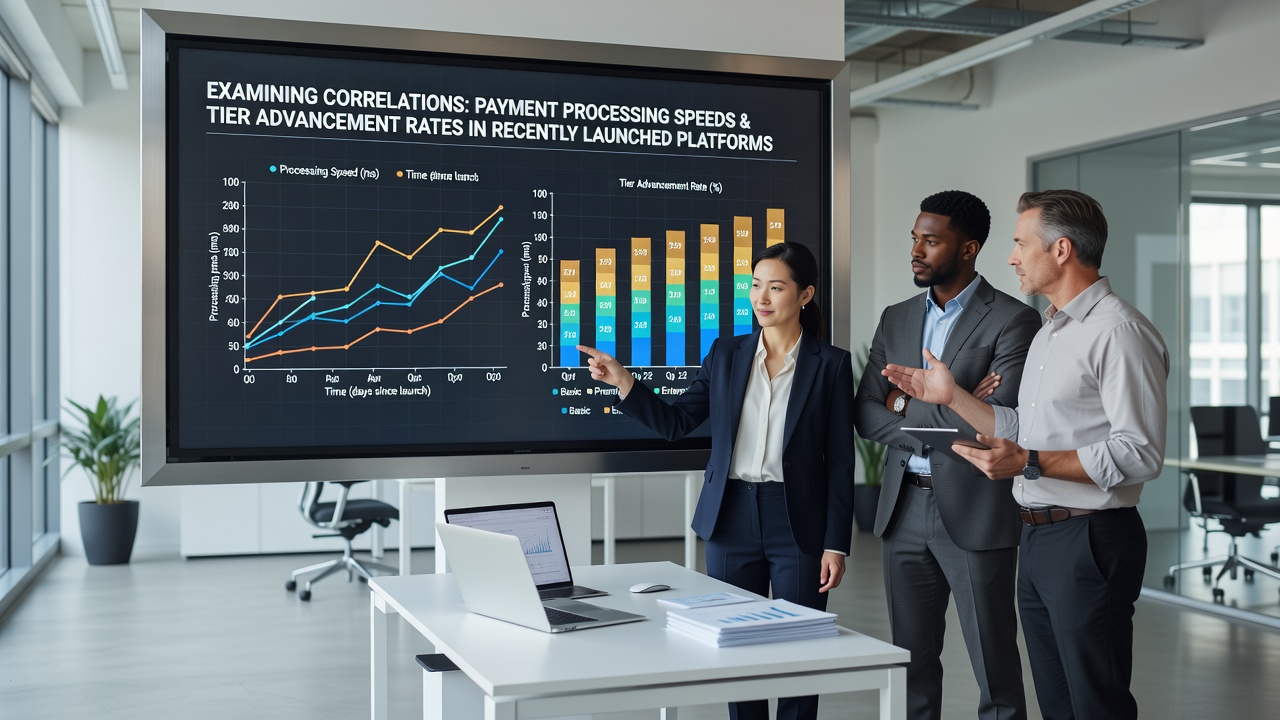 Analytics dashboard displaying tier advancement curves alongside payment speed metrics for multiple handheld gaming services