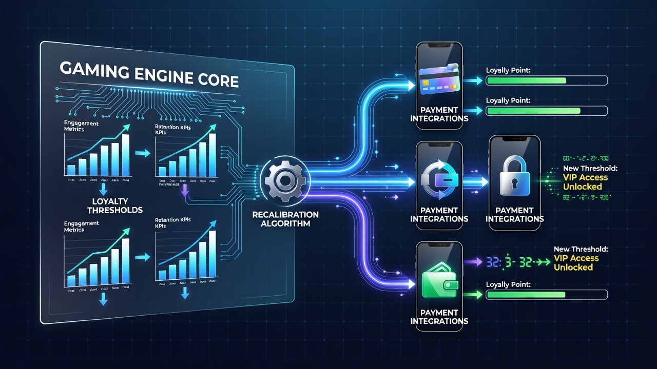 Gaming engines processing payment data for loyalty adjustments on mobile devices