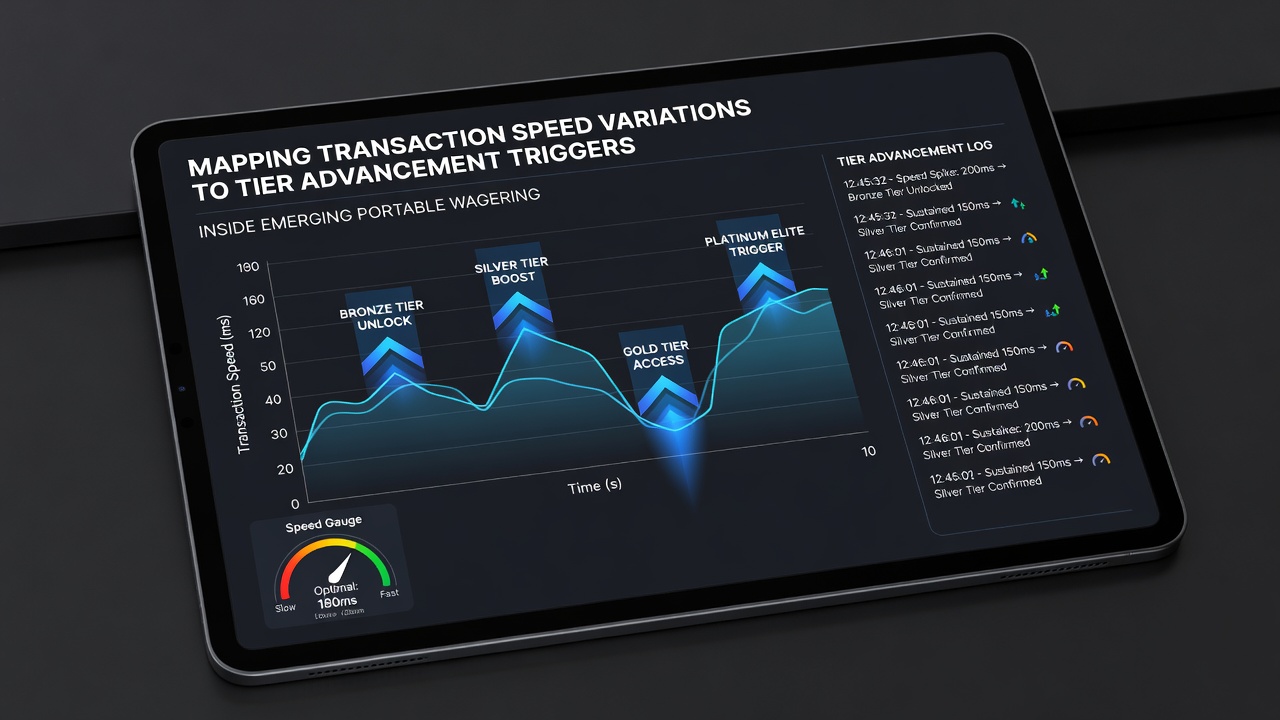 Analytics dashboard illustrating transaction latency variations mapped to loyalty tier upgrades in a mobile gaming application