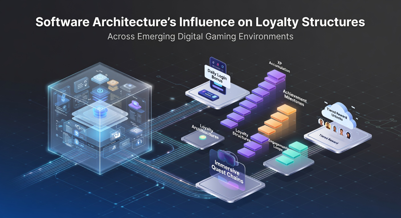 Illustration of interconnected software architecture layers supporting loyalty systems in digital gaming platforms